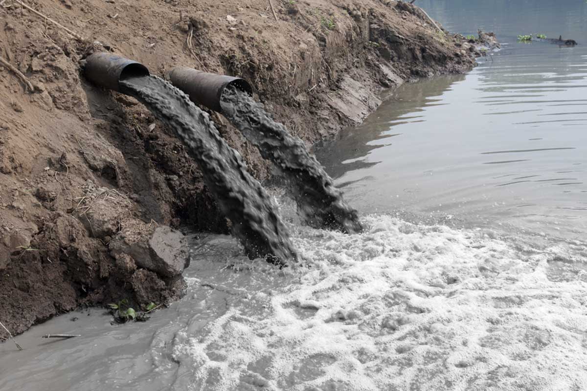 Polluted water