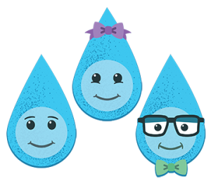 Water Drops: Trickle, Droplette and Professor Dew